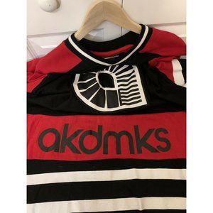Vintage‎ Akademiks Jersey Shirt Red Black White Sz L